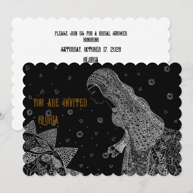 Elegant Fine Line Bridal Shower Invitation (Front/Back)