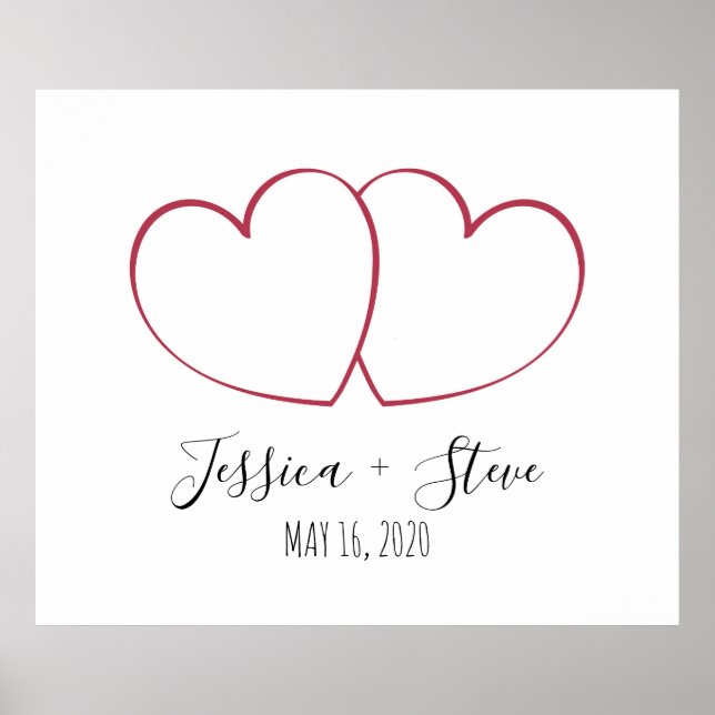 Elegant fingerprint heart fun wedding guestbook (Front)