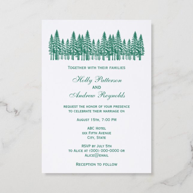 Elegant Fir Trees #2 Wedding Invitation (Front)