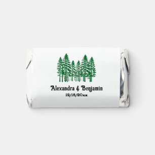 Elegant Fir Trees #C Wedding Couple Name Date Hershey's Miniatures