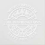 Elegant Fir Trees Stars Lacy Filigree Family Name Embosser<br><div class="desc">Christmas New Year Greetings Elegant Fir Trees Hanging Stars Lacy Filigree Family Name Embosser ===========</div>