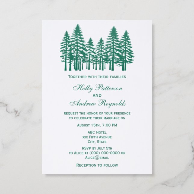 Elegant Fir Trees Wedding Invitation (Front)