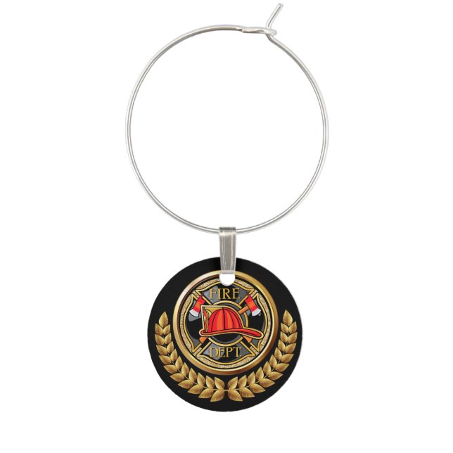 Elegant Fire Department Wine - Cocktail Charm (Front)