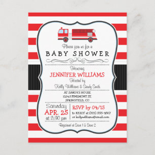 Elegant Fire Truck Baby Shower Invitation