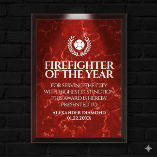 Elegant Firefighter of the Year Red Marble Award