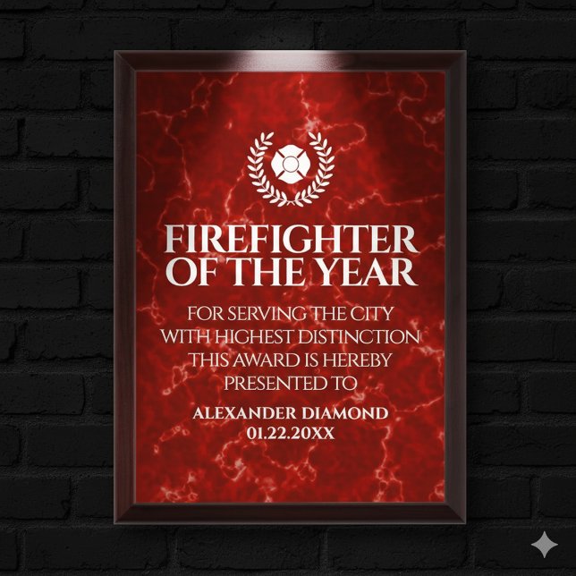 Elegant Firefighter of the Year Red Marble Award (Elegant Firefighter of the Year Framed Award Cover Photo)