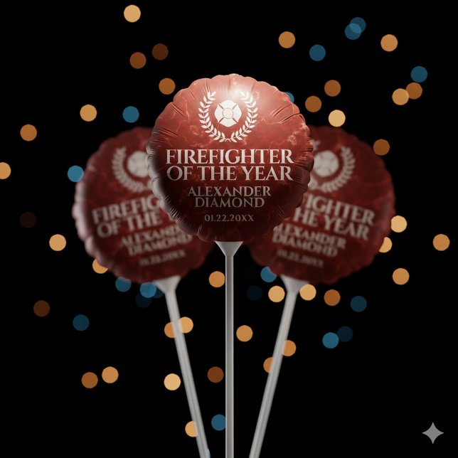 Elegant Firefighter of the Year Red Marble Balloon (Firefighter of the Year Red Marble Balloons Cover Photo)