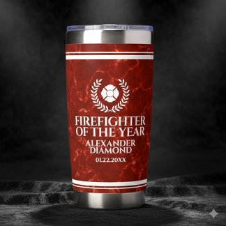 Elegant Firefighter of the Year Red Marble Insulated Tumbler