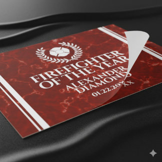 Elegant Firefighter of the Year Red Marble Paper Pad