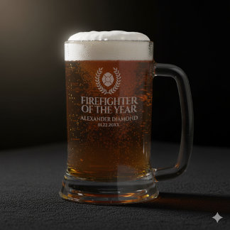 Elegant Firefighter of the Year Red Marble Stein