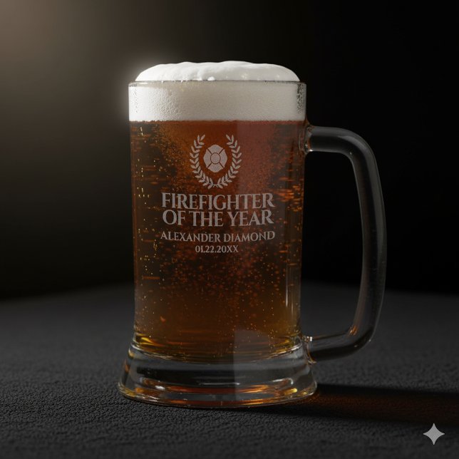 Elegant Firefighter of the Year Red Marble Stein (Elegant Firefighter of the Year Etched Beer Stein Cover Photo)