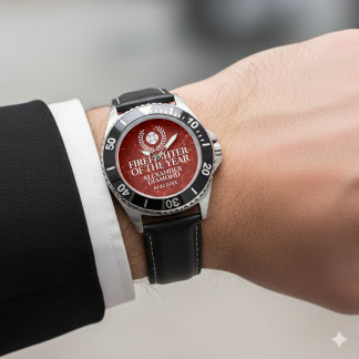 Elegant Firefighter of the Year Red Marble Watch