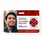 Elegant Firefighter Red Marble Photo Signature ID