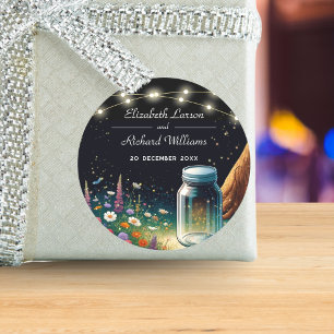 Elegant Firefly Rustic Wedding Invitation Classic Round Sticker
