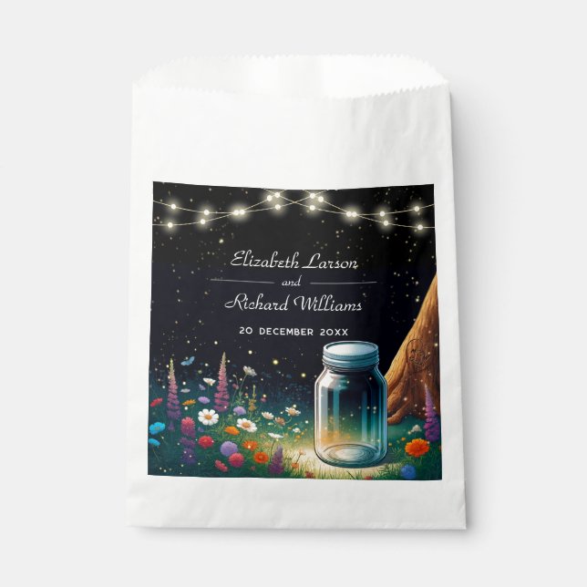 Elegant Firefly Rustic Wedding Invitation Favor Bag (Front)