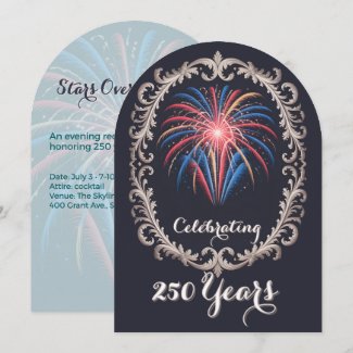 Elegant Fireworks 250 Years Celebration QR Code Invitation
