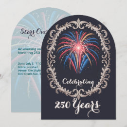 Elegant Fireworks 250 Years Celebration QR Code Invitation