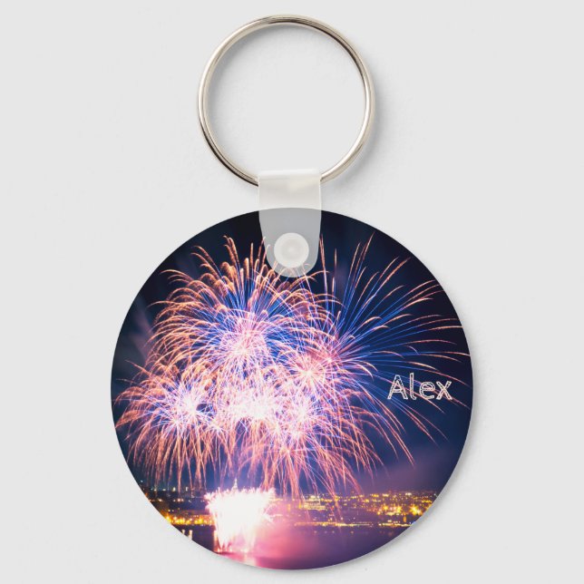 Elegant Fireworks | Custom Name Keychain (Front)