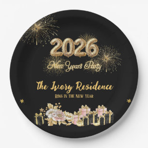 Elegant Fireworks New Year Paper Plates
