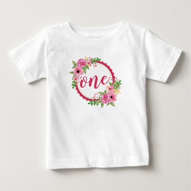 Elegant First Birthday Floral Wreath | Romper (Front)