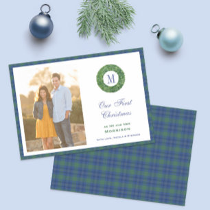 Elegant First Christmas As Mr And Mrs Monogram Holiday Card