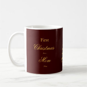 Elegant First Christmas Mom Dad Gold Pine Tree Coffee Mug