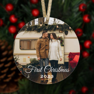 Elegant First Christmas Photo Keepsake Ornament