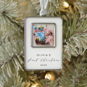 Elegant First Christmas Photo Ornament