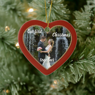 Elegant First Christmas Together Photo Ornament