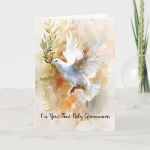 Elegant First Holy Communion Blessings Dove Card