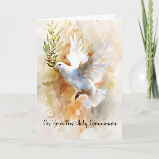 Elegant First Holy Communion Blessings Dove Card