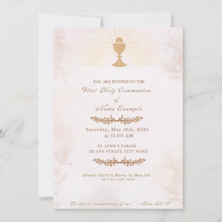 Elegant First Holy Communion Invitation | Gold Cha