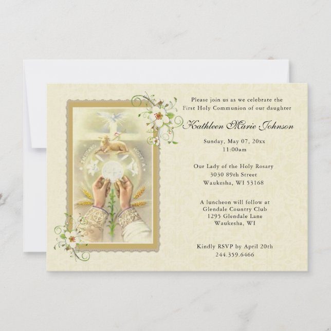 Elegant First Holy Communion Invitations (Front)