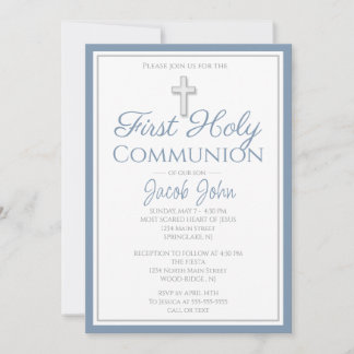 Elegant First Holy Communion Invites for Boys
