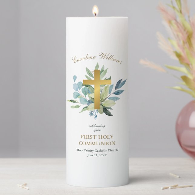 Elegant First Holy Communion Pillar Candle (In Situ)