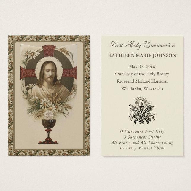 Elegant First Holy Communion Remembrance Holy  (Front & Back)
