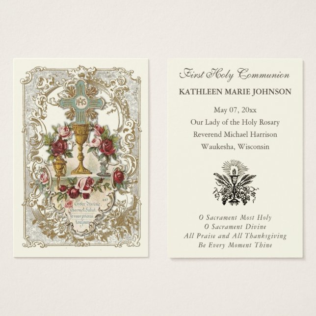 Elegant First Holy Communion Remembrance Holy  (Front & Back)