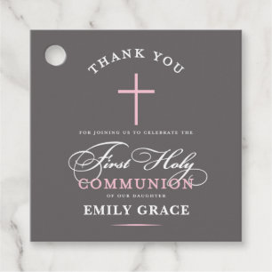 Elegant First Holy Communion Thank You Favor Pink Tags
