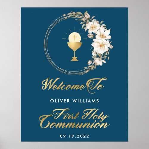 Elegant First Holy Communion Welcome Banner Poster