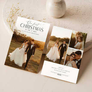 Elegant First Married Christmas 4 Photo Newlywed Holiday Card