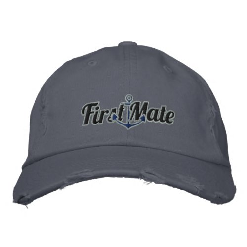 Elegant First Mate Nautical Anchor Embroidery Embroidered Baseball Hat