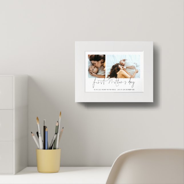 Elegant First Mothers Day 2 Photos Script  Framed Art (Home Office)
