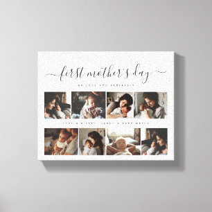 Elegant First Mother's Day Custom Photo Collage Canvas Print