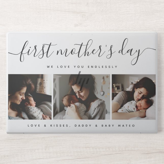 Elegant First Mother's Day Custom Photo Collage HP Laptop Skin (Front)