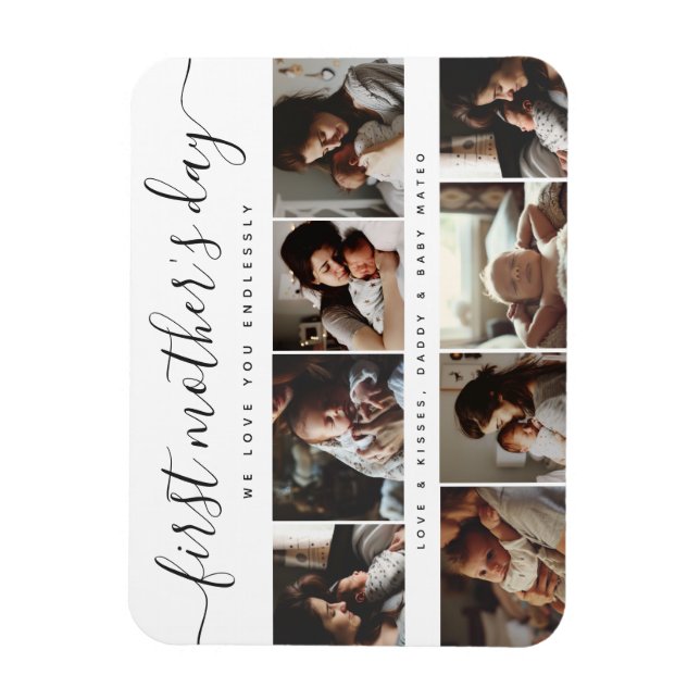 Elegant First Mother's Day Custom Photo Collage Magnet (Vertical)