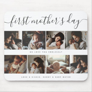 Elegant First Mother's Day Custom Photo Collage Mouse Pad