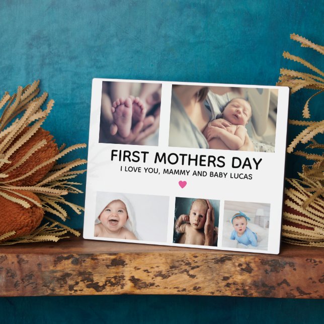 Elegant First Mother's Day photo collage Keepsake  Plaque (Side)