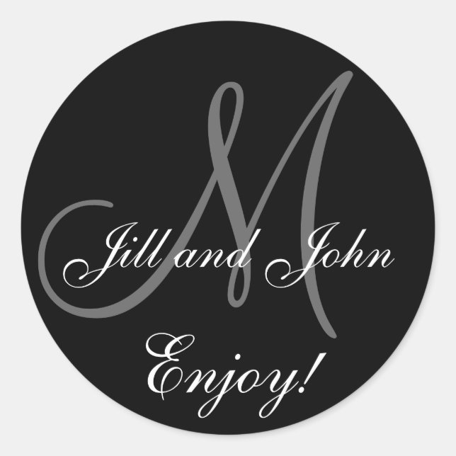 Elegant First Names Monogram Wedding Favor Sticker (Front)