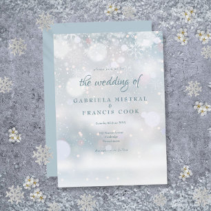 Elegant First Snowflakes Winter Wedding Invitation