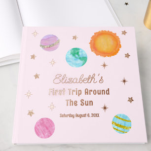 Elegant First Trip Around The Sun Girl's Birthday Foil Guest Book